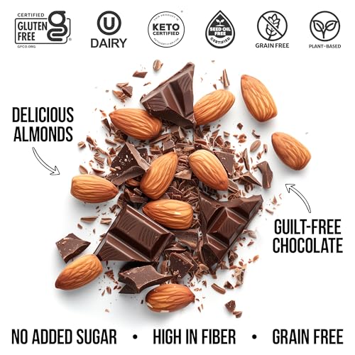 TGB Chocolate Almond Keto Nuts, 1g Net Carb, No Added Sugar, High Fiber, Gluten Free, Grain Free, Healthy Low Carb Snack, 8oz Resealable Cereal Bag