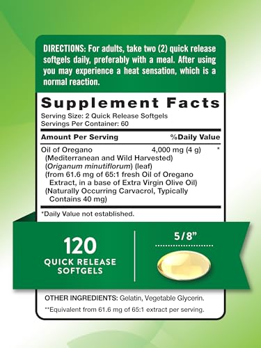 Nature's Truth Oil of Oregano Softgels | 4000 mg | 120 Count | Non-GMO & Gluten Free Herbal Supplement
