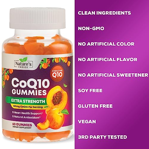 CoQ10 100mg Gummies - 3X Better Absorption, Antioxidant for Heart Health Support & Energy Production, Ultra Coenzyme Q10 Vitamins, Coq 10 Supplements, Dietary Supplement, Non-GMO - 60 CoQ10 Gummies