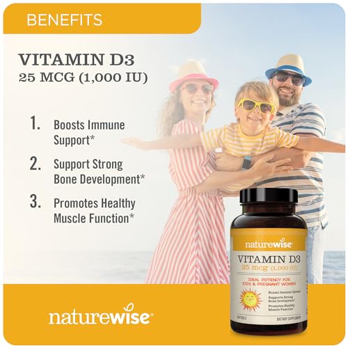 NatureWise Vitamin D3 1000iu (25 mcg) Healthy Muscle Function, and Immune Support, Non-GMO, Gluten Free in Cold-Pressed Olive Oil, Packaging Vary ( Mini Softgel), 360 Count