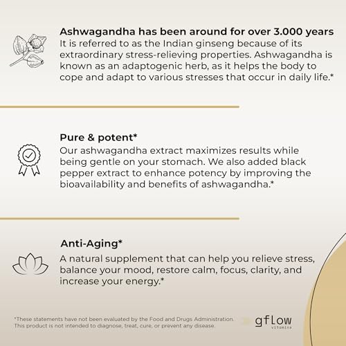 Ashwagandha Supplements - ashwagandha Powder Capsules Extra Strength with Black Pepper | Mood Support, Focus, Energy Support | Vegan Friendly, Non-GMO, Made in USA