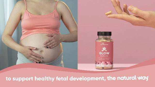 Glow Prenatal Vitamins for Women – 20-in-1 Vital Nutrients for Healthy Pregnancy and Fetal Development – Folic Acid & Vegan DHA For Baby's Growth & A Comfortable Pregnancy – 60 Nourishing Capsules