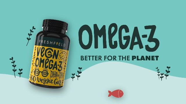 Freshfield Vegan Omega 3 DHA: Sustainably Sourced, Tested, GMP, Premium, Carrageenan Free, Compostable Bottle, Fish Oil Replacement, Carbon Neutral. Supports Heart, Brain, Joint Health w/DPA