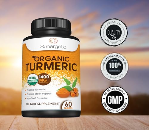 USDA Certified Organic Turmeric Supplement – Includes Organic Turmeric & Organic Black Pepper – 1,400mg of Turmeric per Serving - 60 Count (Pack of 1)