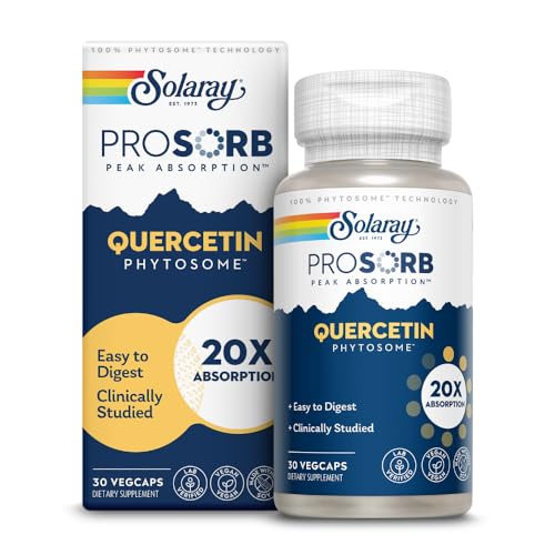 SOLARAY Quercetin Phytosome - 20X Absorption - Easy-to-Digest Antioxidants Supplement for Overall Health Support - Vegan and Made Without Soy - 60-Day Guarantee - 30 Servings, 30 VegCaps