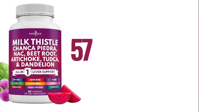 NEW AGE Milk Thistle NAC Chanca Piedra Beet Root Artichoke Dandelion Root Astragalus - Plus TUDCA & Ginger - 120 Count