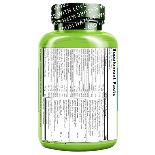 NATURELO Whole Food Multivitamin for Men 50+ - with Vitamins, Minerals, Organic Herbal Extracts - Vegan Vegetarian - for Energy, Brain, Heart and Eye Health - 120 Capsules