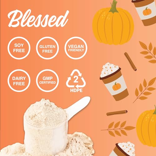 Blessed Vegan Protein Powder - Plant Based Protein Shake Meal Replacement Powder - 23g of Pea Protein Powder for Women & Men, Dairy Free, Gluten Free, No Sugar Added, 30 Servings (Pumpkin Spice)