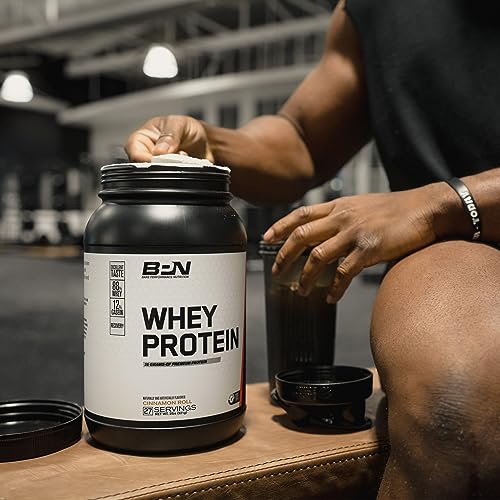 BARE PERFORMANCE NUTRITION, BPN Whey Protein + Casein Protein Powder Blend, Cinnamon Roll 25g Protein per Serving Supports Lean Muscle Recovery, 27 Servings, Third Party Tested