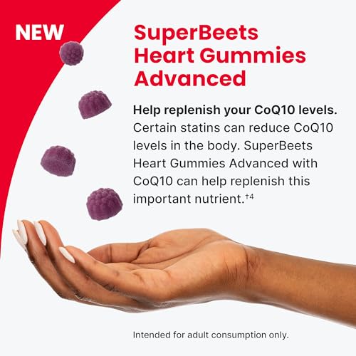 humanN SuperBeets Heart Gummies Advanced - 100mg of CoQ10 Plus Beetroot & Grape Seed Extract, 60 Count