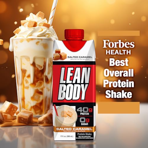 Lean Body Ready-to-Drink Salted Caramel Protein Shake, 40g Protein, Whey Blend, 0 Sugar, Gluten Free, 22 Vitamins & Minerals, 17 Fl Oz (Pack of 12)