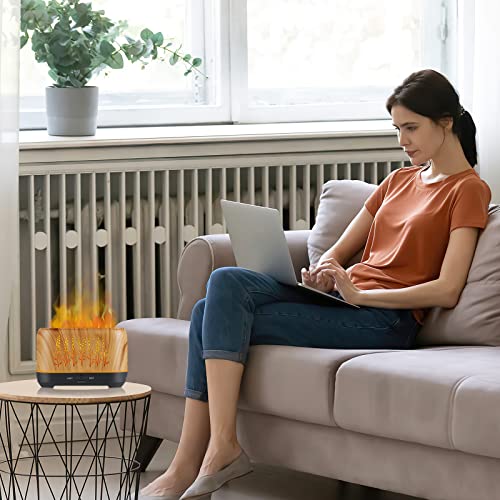 NEWYID Essential Oil Diffuser, 240ml Ultrasonic Flame Oil Diffuser, 3 Mist Mode 4 Timer Up to 12H of Continuous Aroma Waterless Auto-Off Diffusers for Essential Oils Home Room