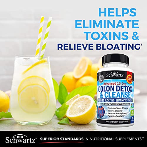 Colon Cleanser and Detox for Digestive Support - 15 Day Fast-Acting Extra Strength Cleanse with Probiotic Fiber, Psyllium Husk and Noni for Constipation Relief and Bloating Support, Non-GMO, 45 Count