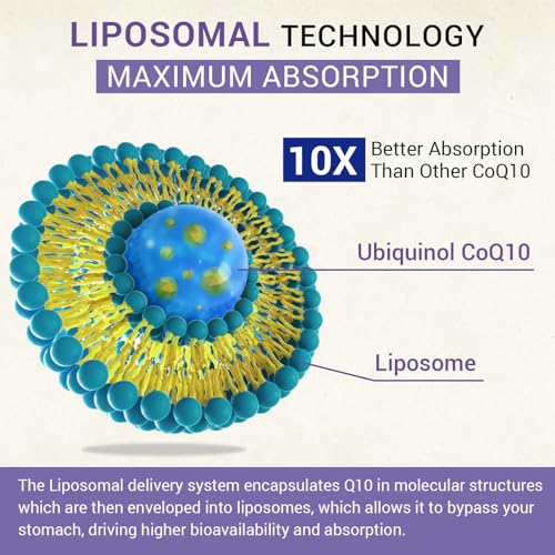 Liposomal Ubiquinol CoQ10 800 MG Softgel, High Absorption CoQ10 Ubiquinol Supplement, Active Coenzyme Q10 800mg, Powerful Antioxidant for Heart & Brain Function, Energy Production, 60 Vegan Softgels