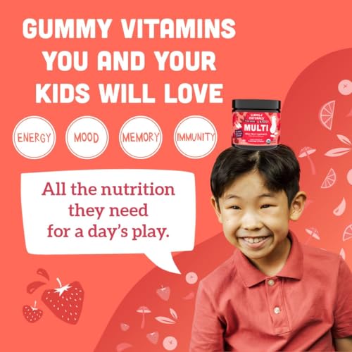 Llama Naturals Real Fruit Gummy Vitamins for Kids, No Added Sugar Cane, Beta Carotenes, Whole Food Multivitamin, Vegan Toddler Gummies, Plant Based, Organic, Chewable 90 ct (30-45 Days) Strawberry