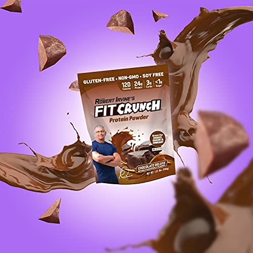 FITCRUNCH Tri-Blend Whey Protein, Keto Friendly, Low Calories, High Protein, Gluten Free, Soy Free (18 Servings, Chocolate Deluxe)