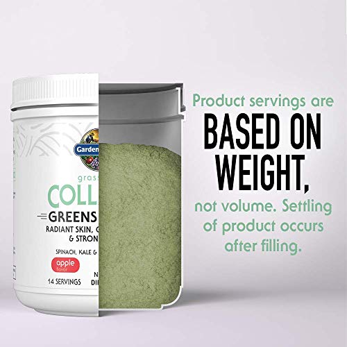 Garden of Life Grass Fed Collagen Greens Beauty Powder - Apple, 14 Servings, Collagen Powder for Women Skin Hair Nails Joints, Collagen Peptides Powder, Collagen Protein + Greens, Collagen Supplement