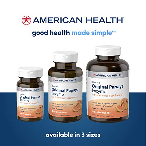 American Health Original Papaya Digestive Enzyme Chewable Tablets - Promotes Nutrient Absorption and Helps Digestion - 600 Count (200 Total Servings)