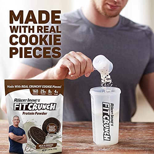 FITCRUNCH Tri-Blend Whey Protein, Keto Friendly, Low Calories, High Protein (18 Servings, Milk & Cookies)