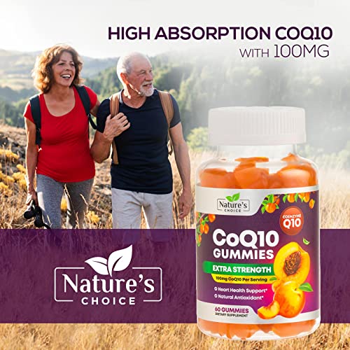 CoQ10 100mg Gummies - 3X Better Absorption, Antioxidant for Heart Health Support & Energy Production, Ultra Coenzyme Q10 Vitamins, Coq 10 Supplements, Dietary Supplement, Non-GMO - 60 CoQ10 Gummies