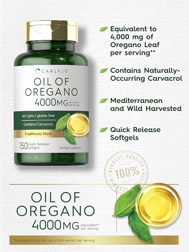 Carlyle Oregano Oil 4000mg Supplement | 150 Softgel Capsules | Contains Carvacrol | Non-GMO & Gluten Free Formula