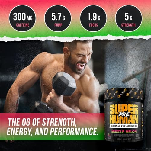 ALPHA LION Superhuman Pre Workout Powder, Beta Alanine, L-Taurine & Tri-Source Caffeine for Sustained Energy & Focus, Nitric Oxide & Citrulline for Pump (21 Servings, Muscle Melon)