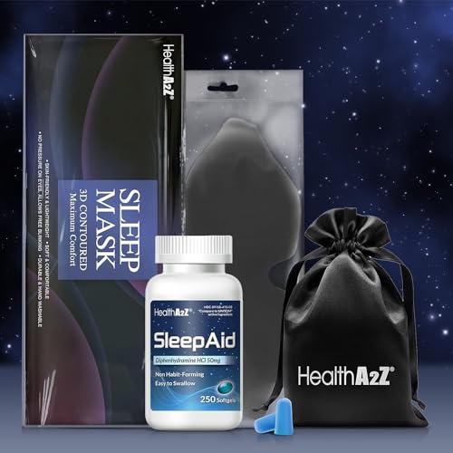 HealthA2Z Sleep Aids Diphenhydramine HCl 250 Softgels and Sleep Mask