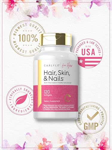 Carlyle Hair Skin and Nails Vitamin | 120 Softgels | Beauty Formula Supplement | with Biotin and Collagen | Non-GMO, Gluten Free