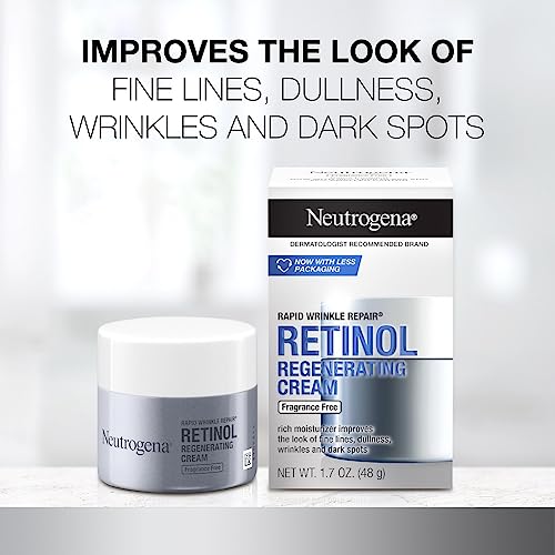 Neutrogena Retinol Face Moisturizer, Rapid Wrinkle Repair, Fragrance Free, Daily Anti-Aging Face Cream with Retinol & Hyaluronic Acid to Fight Fine Lines, Wrinkles, & Dark Spots, 1.7 oz