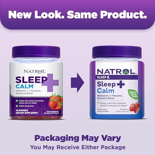 Natrol Sleep+ Calm Melatonin Gummies for Adults, Sleep Gummies, Strawberry Flavor, 60 Gummies, 30 Day Supply