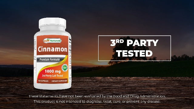 Best Naturals Cinnamon 2000 mg Equivalent with Chromium 400 mcg per Serving - Metabolism Support - 180 Capsules