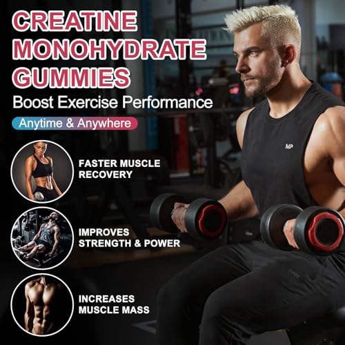 Creatine Monohydrate Gummies for Men & Women 120 CT - 5000mg of Creatine Monohydrate per Serving - Sugar Free Chewable Creatine for Muscle Strength, Muscle Builder, Energy Boost (Raspberry Flavor)