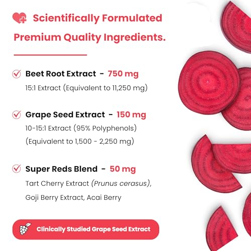 Beet Chews - Blood Pressure Support - Potent 750mg Beet Root Extract - Heart Chews - Blood Flow & Circulation Support Supplement - Super Reds Blend - Beet Root Gummies Alternative – 60 Soft Chews