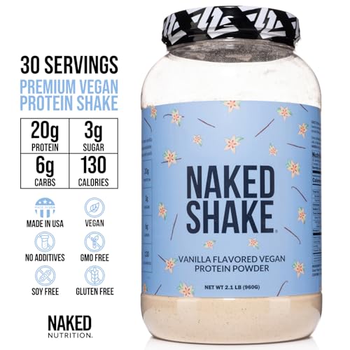 NAKED Shake - Vanilla Protein Powder - Plant Based Protein Shake with Mct Oil, Gluten-Free, Soy-Free, No Gmos Or Artificial Sweeteners - 30 Servings