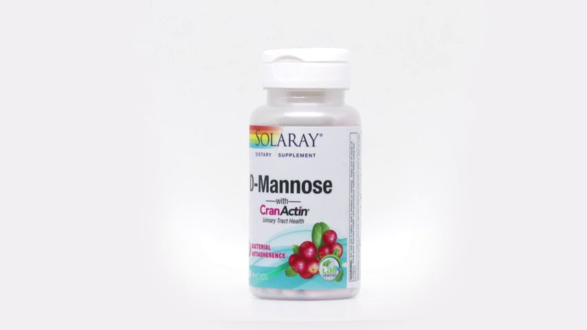 Solaray D-Mannose 1000mg with CranActin Cranberry Extract - D Mannose Cranberry Supplement with Vitamin C - Supports Urinary Tract and Bladder Health - Vegan, 60 Day Guarantee, 30 Servings, 60 VegCaps