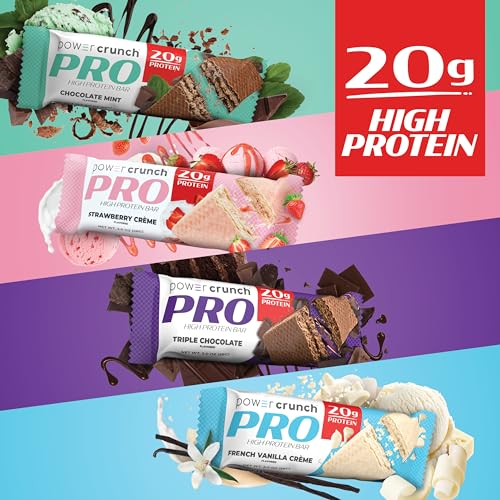 Power Crunch PRO Protein Wafer Bars, Variety Pack, in 4 Flavors 2.0 Ounce Bars (16 Count). High Protein