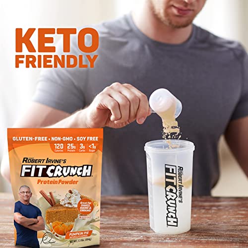 FITCRUNCH Tri-Blend Whey Protein, Keto Friendly, Low Calories, High Protein, Gluten Free, Soy Free (18 Servings, Pumpkin Pie)