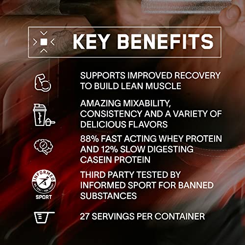 BARE PERFORMANCE NUTRITION, BPN Whey Protein + Casein Protein Powder Blend, Blueberry Muffin, 25g Protein per Serving Supports Lean Muscle Recovery, 27 Servings, Third Party Tested