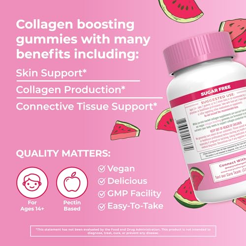 MaryRuth Organics Vegan Collagen for Women & Men, Collagen Boosting Gummies, Skin Care, Lysine, Vitamin C, Vitamin A, Amla, Supplement for Hair & Skin, Vegan, Non-GMO, Gluten Free, 90 Servings