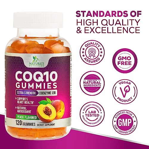 CoQ10 100mg Gummies - Coenzyme Q10 Supplement, CoQ10 Gummies Antioxidant for Heart Health Support & Energy Production, High Absorption Coenzyme Q10 Gummy Supplements - 120 Count Coenzyme Q10 Vitamins