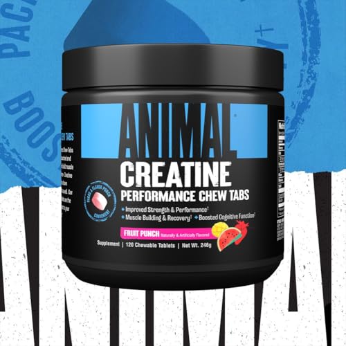 Animal Creatine Chews Tablets - Enhanced Creatine Monohydrate with AstraGin to Improve Absorption, Sea Salt for Added Pumps, Delicious and Convenient Chewable Tablets - Fruit Punch