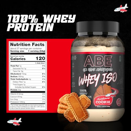 All Black Everything 25g Whey Protein Powder | Airplane Cookie | 27 Servings | Whey Protein Isolate | Low Carbs & Low Sugar | MCTs