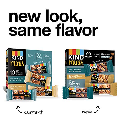 KIND Minis, Dark Chocolate Nuts & Sea Salt/ Caramel Almond & Sea Salt, 14 Oz (Pack Of 20)