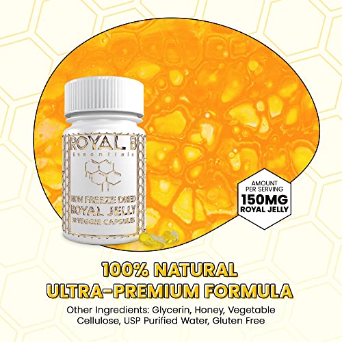 Ultra-Premium Royal Jelly 4,500mg per Jar (Nootropics) in Vegan Capsules | 100% Natural - for Immune Support, Energy & Brain Health