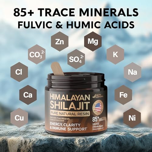 Shilajit Pure Himalayan Organic Resin | Lab Tested in USA | 500 mg Supplement for Men, Women | 85+ Trace Minerals & Fulvic Acid Complex | Energy, Mental, Immune Support - 1.05 fl oz, 2 Month Supply