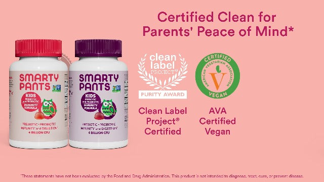 SmartyPants Kids Probiotic Immunity Gummies: Prebiotics & Probiotics for Digestive Health and Immune Support Supplement, Gluten Free, Vegan, Grape Flavor, 60 Count (30 Day Supply)