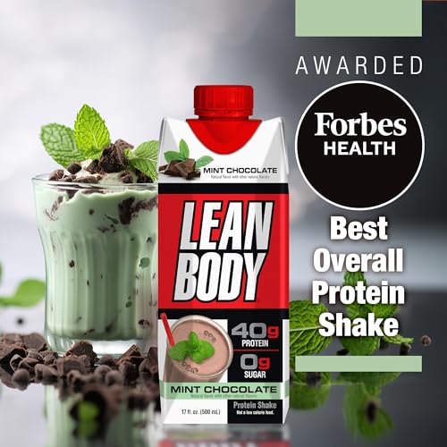 Labrada Lean Body Ready-to-Drink Mint Chocolate Protein Shake, 40g Protein, Whey Blend, 0 Sugar, Gluten Free, 22 Vitamins & Minerals, (Recyclable Carton & Lid - Pack of 12) LABRADA