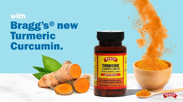 Bragg Turmeric Curcumin with BioPerine 1000mg Supplement - 95% Standardized Curcuminoids for High Absorption - Joint Support – Vegan – Non-GMO - Capsules with Black Pepper (60 Pills)