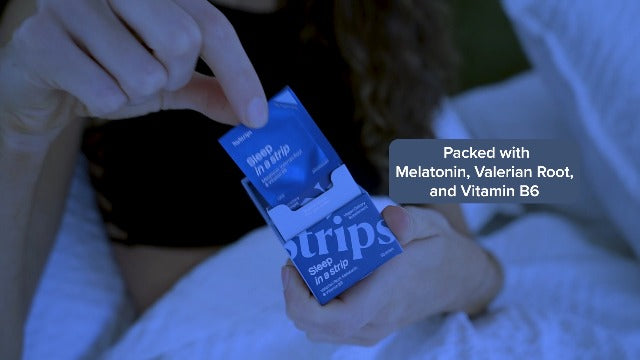 Sleep in a Strip™ | Oral Sleep Strips with 5mg Melatonin, Valerian Root, L-Theanine, and Vitamin B6 | Works Faster Than Gummies | 100% Natural | 30 Individually Wrapped Strips