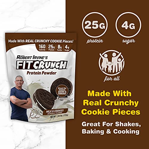 FITCRUNCH Tri-Blend Whey Protein, Keto Friendly, Low Calories, High Protein (18 Servings, Milk & Cookies)